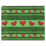 Fabric Christmas Hearts Texture Cosmetic Bag (XXXL)  Front