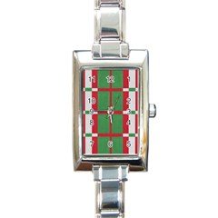 Fabric Green Grey Red Pattern Rectangle Italian Charm Watch by Nexatart