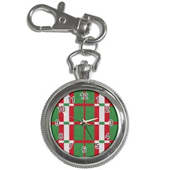 Fabric Green Grey Red Pattern Key Chain Watches by Nexatart