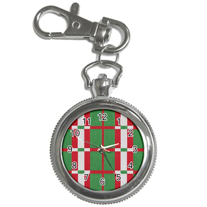 Fabric Green Grey Red Pattern Key Chain Watches