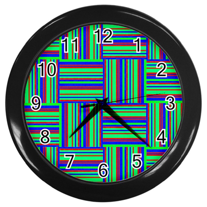 Fabric Pattern Design Cloth Stripe Wall Clocks (Black)