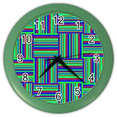 Fabric Pattern Design Cloth Stripe Color Wall Clocks by Nexatart