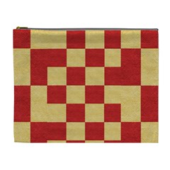 Fabric Geometric Red Gold Block Cosmetic Bag (xl) by Nexatart