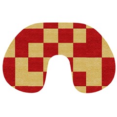 Fabric Geometric Red Gold Block Travel Neck Pillows by Nexatart