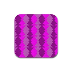 Fabric Textile Design Purple Pink Rubber Square Coaster (4 Pack)  by Nexatart