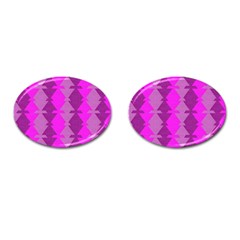 Fabric Textile Design Purple Pink Cufflinks (oval) by Nexatart