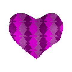 Fabric Textile Design Purple Pink Standard 16  Premium Heart Shape Cushions by Nexatart