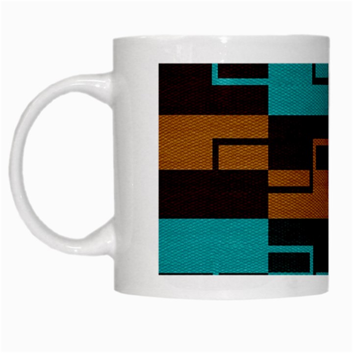 Fabric Textile Texture Gold Aqua White Mugs