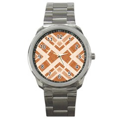 Fabric Textile Tan Beige Geometric Sport Metal Watch