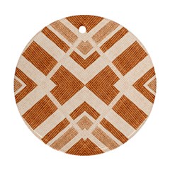 Fabric Textile Tan Beige Geometric Round Ornament (two Sides) by Nexatart