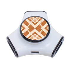 Fabric Textile Tan Beige Geometric 3-Port USB Hub