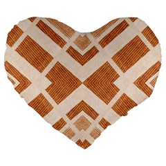 Fabric Textile Tan Beige Geometric Large 19  Premium Flano Heart Shape Cushions