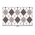 Fabric Texture Argyle Design Grey Business Card Holders Front