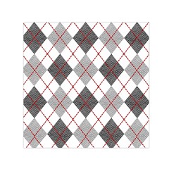 Fabric Texture Argyle Design Grey Small Satin Scarf (square)