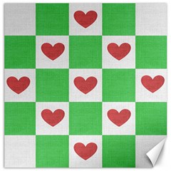 Fabric Texture Hearts Checkerboard Canvas 20  X 20  