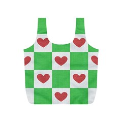Fabric Texture Hearts Checkerboard Full Print Recycle Bags (s) 