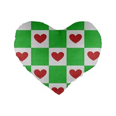 Fabric Texture Hearts Checkerboard Standard 16  Premium Flano Heart Shape Cushions by Nexatart