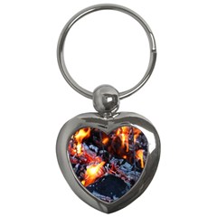 Fire Embers Flame Heat Flames Hot Key Chains (heart)  by Nexatart