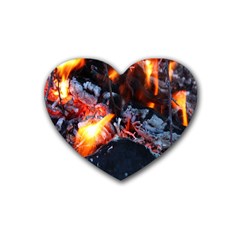 Fire Embers Flame Heat Flames Hot Rubber Coaster (heart)  by Nexatart