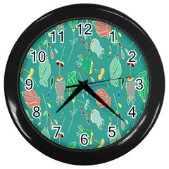 Floral Elegant Background Wall Clocks (black) by Nexatart