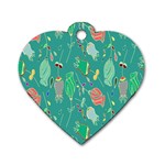 Floral Elegant Background Dog Tag Heart (Two Sides) Back