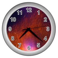 Fire Radio Spark Fire Geiss Wall Clocks (silver)  by Nexatart