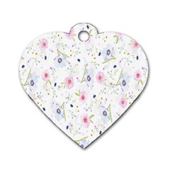 Floral Pattern Background  Dog Tag Heart (one Side) by Nexatart