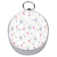 Floral Pattern Background  Silver Compasses