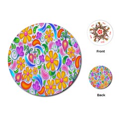 Floral Paisley Background Flower Playing Cards (round)  by Nexatart