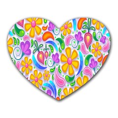 Floral Paisley Background Flower Heart Mousepads by Nexatart