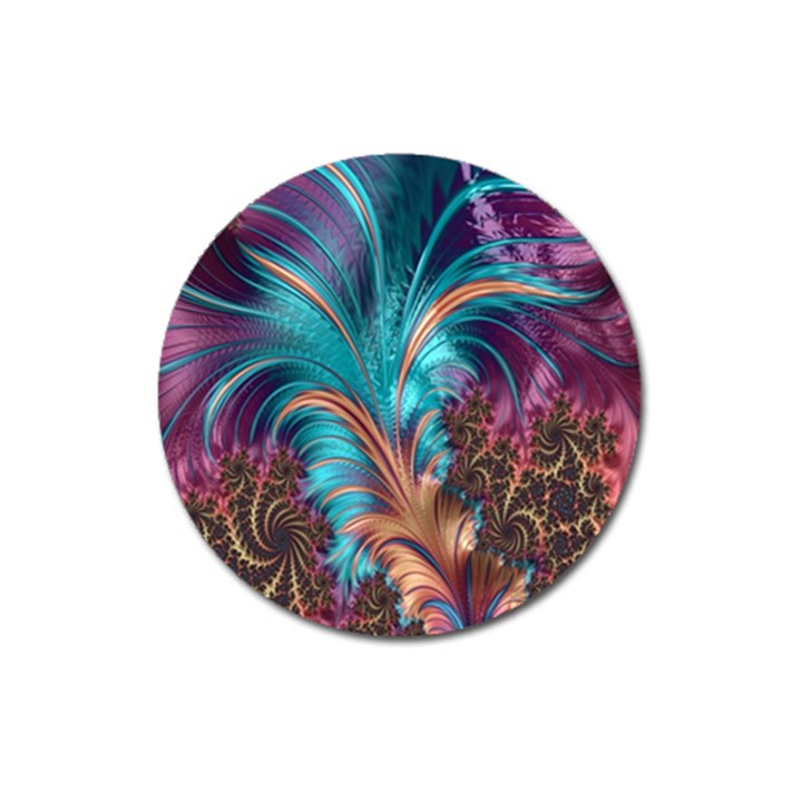 Feather Fractal Artistic Design Magnet 3  (Round)