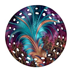 Feather Fractal Artistic Design Ornament (round Filigree)
