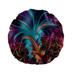 Feather Fractal Artistic Design Standard 15  Premium Flano Round Cushions by Nexatart