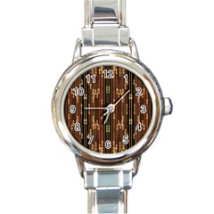 Floral Strings Pattern Round Italian Charm Watch by Nexatart