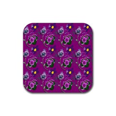 Flower Pattern Rubber Coaster (Square) 