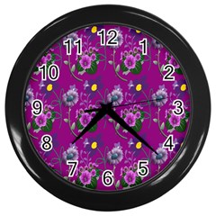 Flower Pattern Wall Clocks (Black)