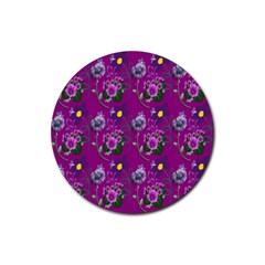 Flower Pattern Rubber Coaster (round)  by Nexatart