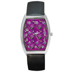 Flower Pattern Barrel Style Metal Watch