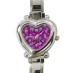 Flower Pattern Heart Italian Charm Watch