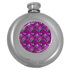 Flower Pattern Round Hip Flask (5 oz)