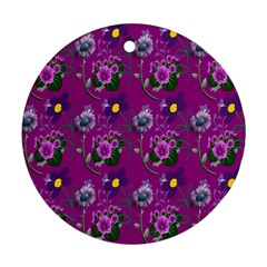 Flower Pattern Round Ornament (Two Sides)