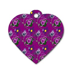 Flower Pattern Dog Tag Heart (Two Sides)