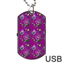 Flower Pattern Dog Tag USB Flash (Two Sides)