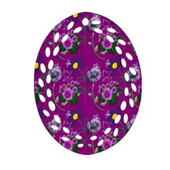 Flower Pattern Oval Filigree Ornament (Two Sides)