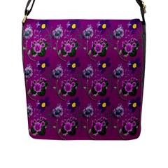 Flower Pattern Flap Messenger Bag (L) 