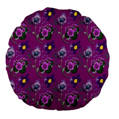 Flower Pattern Large 18  Premium Flano Round Cushions