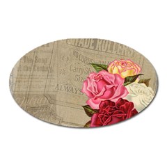 Flower Floral Bouquet Background Oval Magnet by Nexatart