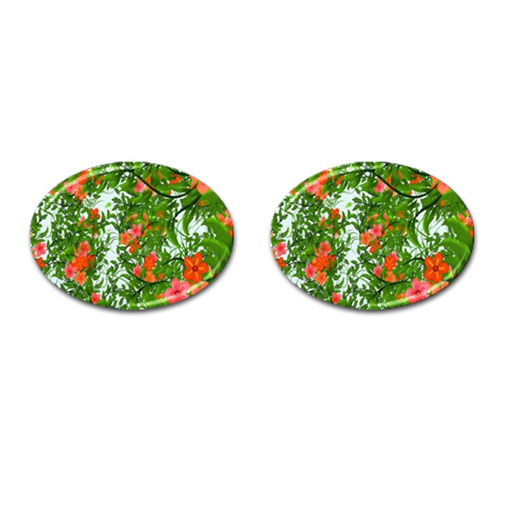 Flower Background Backdrop Pattern Cufflinks (Oval)