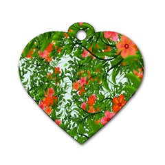 Flower Background Backdrop Pattern Dog Tag Heart (two Sides)