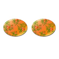Flowers Background Backdrop Floral Cufflinks (oval) by Nexatart